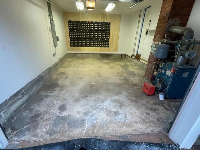 Stained concrete flooring in garage