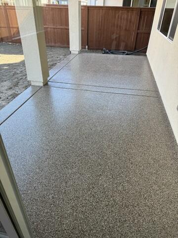 Coated concrete porch