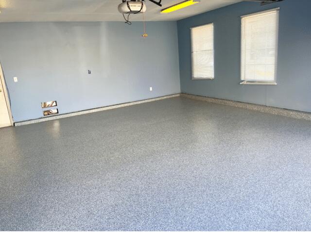 Garage with gray concrete coating