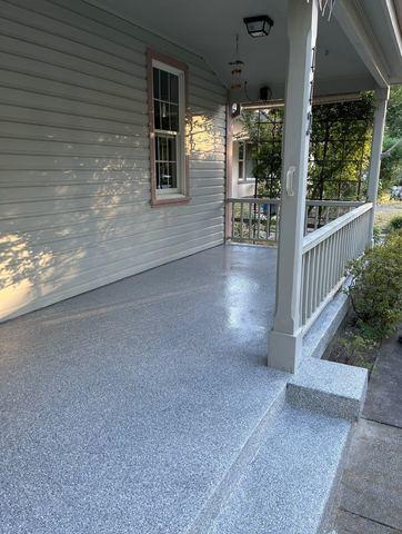 Coated concrete porch