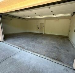 Bare garage concrete with stains