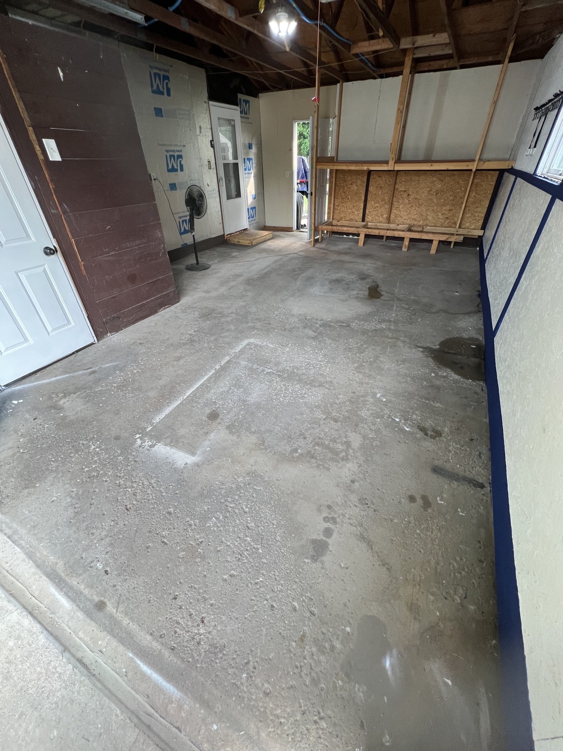 Stained garage flooring