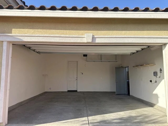 Garage with bare concrete