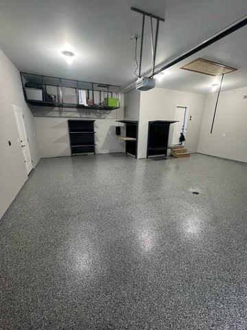 Coated garage floor coating