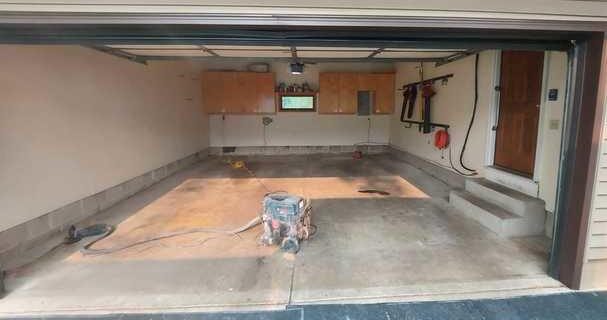 Bare concrete garage floor