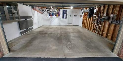 Stained garage concrete floor