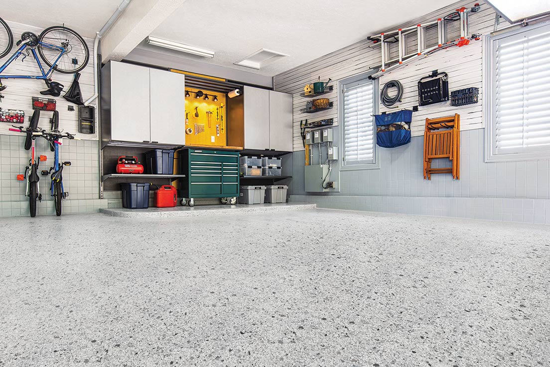 Garage with concrete coating